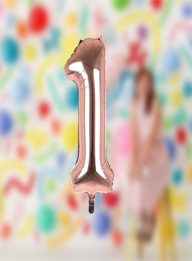 AMFIN Number 1 Foil Balloon Number Balloons One Number Foil Balloon Props for First Birthday - Rose Gold - Image 3
